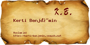 Kerti Benjámin névjegykártya